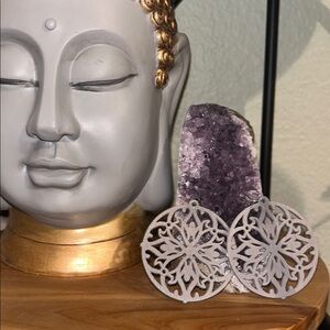 Gray Wood Filigree Earrings